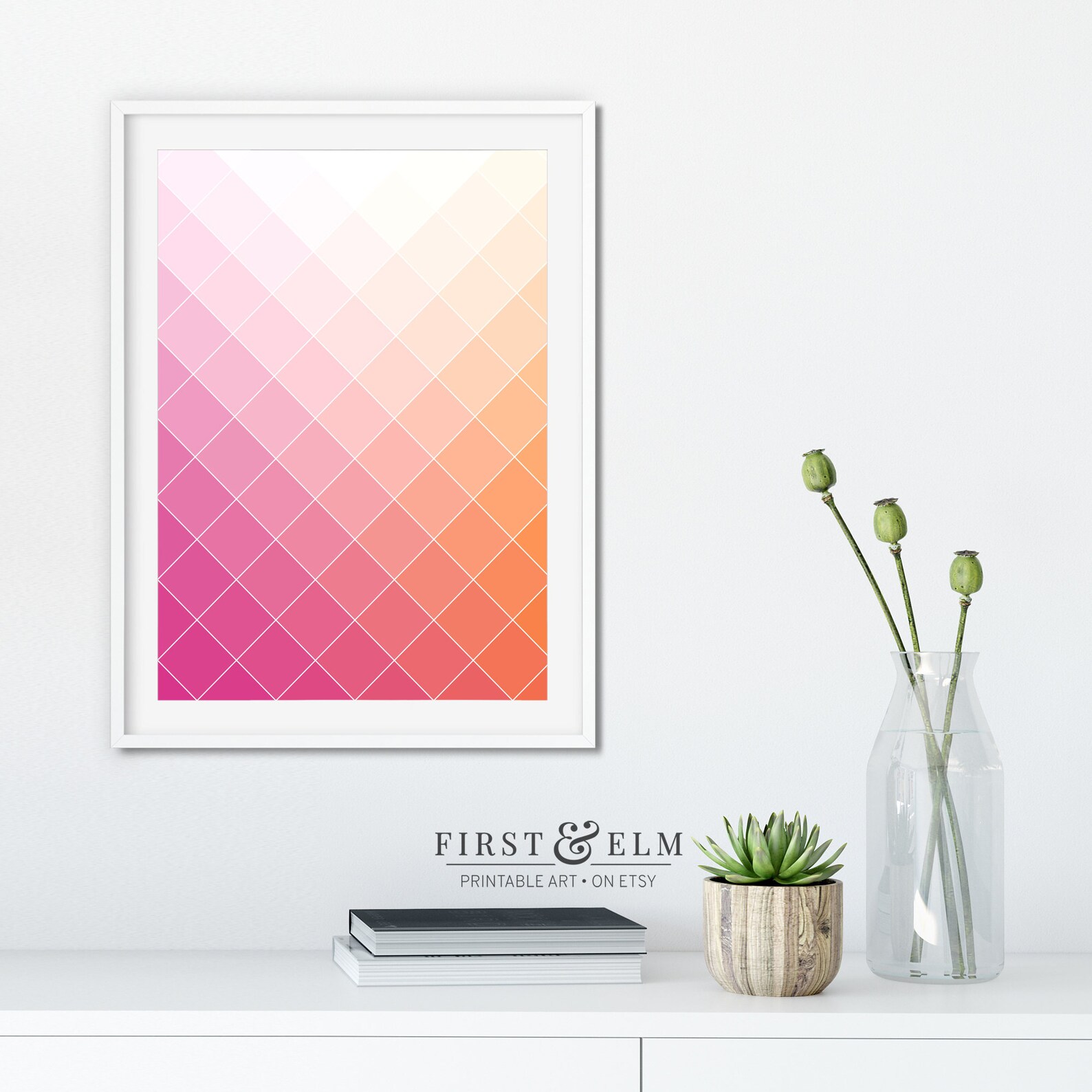 Colorful Geometric Wall Art Modern Living Room Abstract Etsy