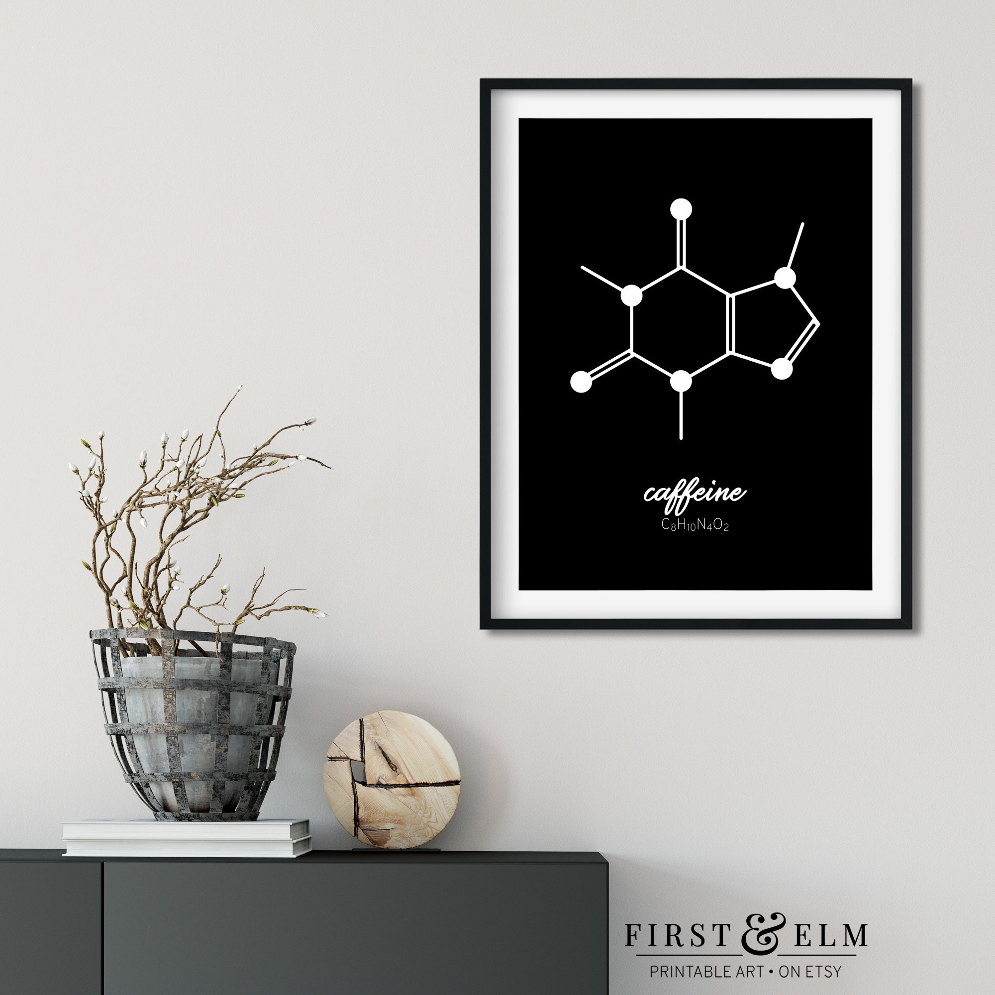 Caffeine Molecule Print, Chemistry Teacher Gift, Coffee Lover Kitchen ...