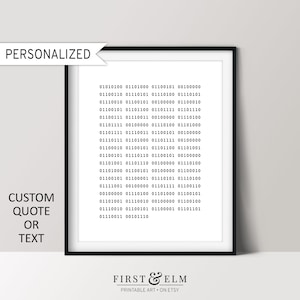 Benutzerdefiniertes Zitat oder Text, Binärcode Poster, Computer Geek Geschenke, druckbare Wohnkultur