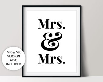 Mr & Mr, Mrs and Mrs, LGBT Wedding Décor, Printable Home Décor, Gay Couple Gifts