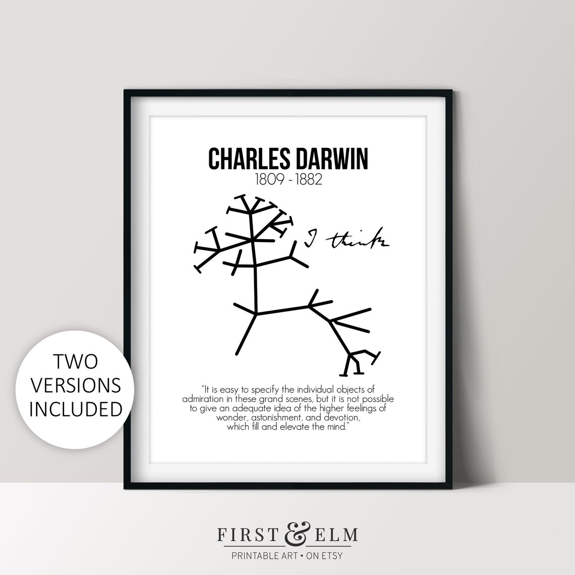 Charles Darwin Print, Tree of Life Drawing, Nerdy Home Décor, Instant ...