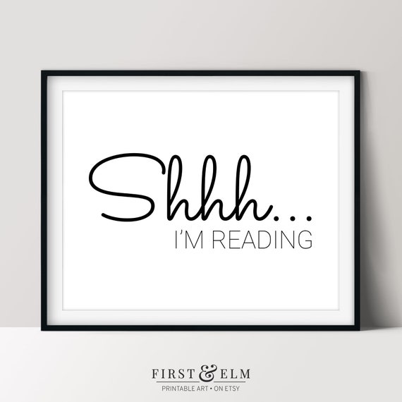 Shhh I'm Reading Bookworm Poster, Gifts for Librarians, Home Library Décor, Printable Download