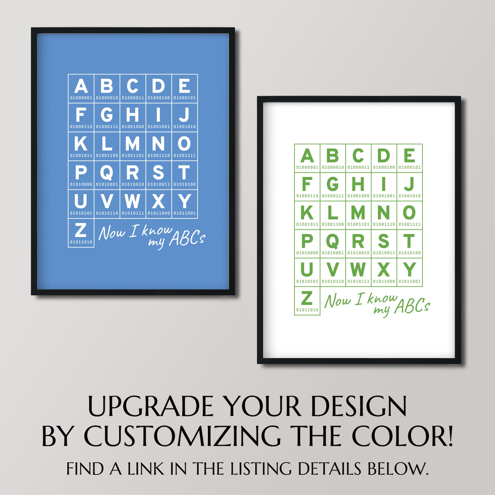Binary Code Alphabet, Unique ABC Poster, Computer Lab Décor, Printable ...