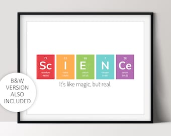 Science It’s Like Magic But Real, Funny Chemistry Poster, Colorful Classroom Décor, Instant Download