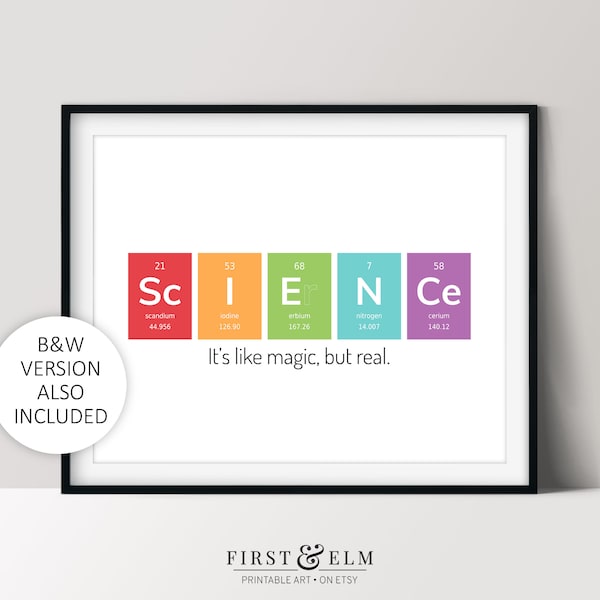 Science It’s Like Magic But Real, Funny Chemistry Poster, Colorful Classroom Décor, Instant Download