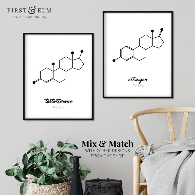 Testosterone Molecule Poster, Molecular Biology Print, Science ...