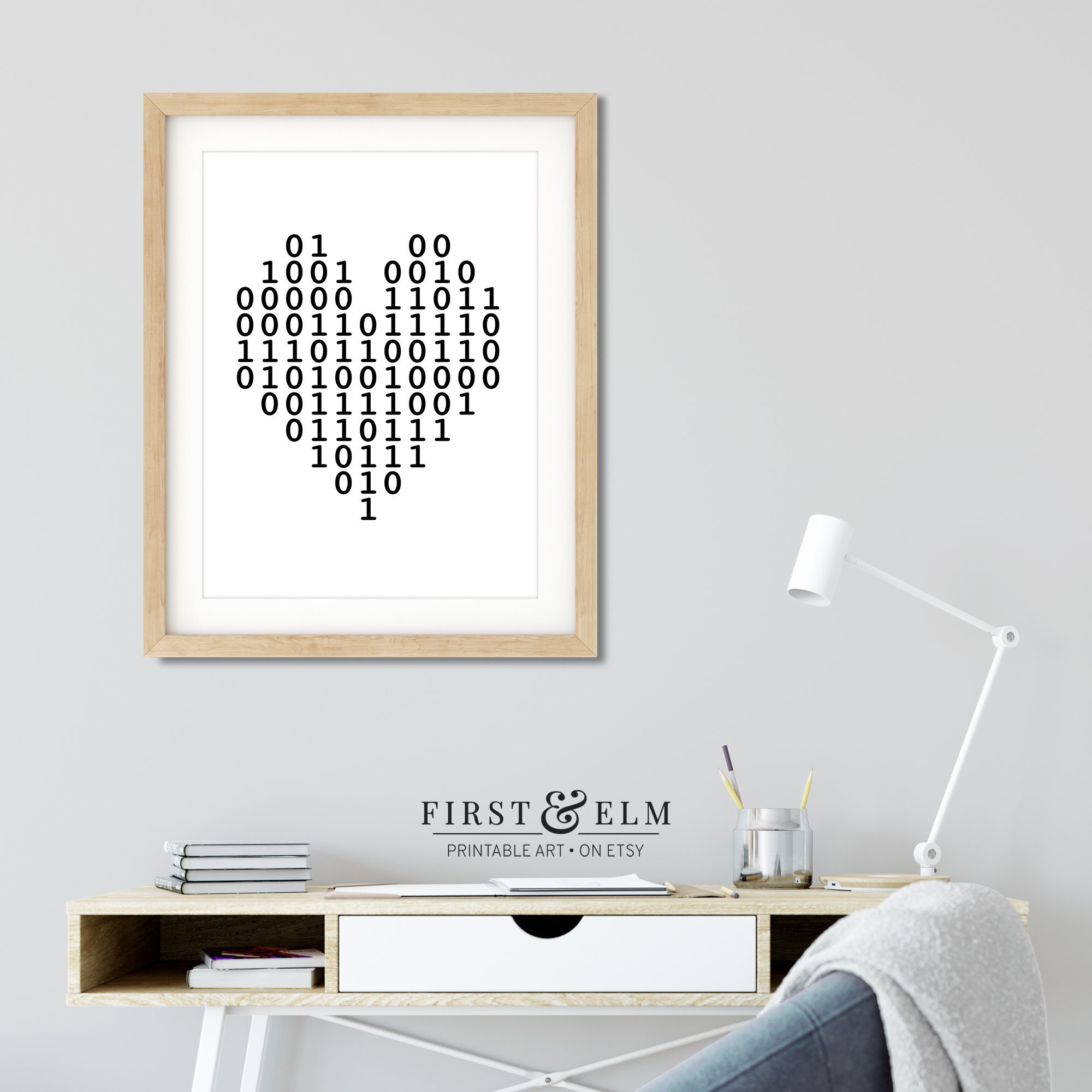 Binary Code Poster Heart Shaped I Love You Unique Nerd Etsy