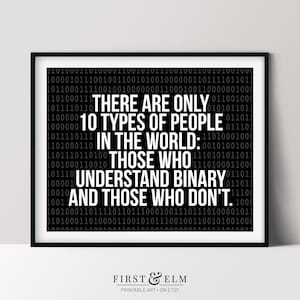 Binary Code Joke Print, There Are Only 10 Types of People, Computer Lab Décor, Printable Wall Art
