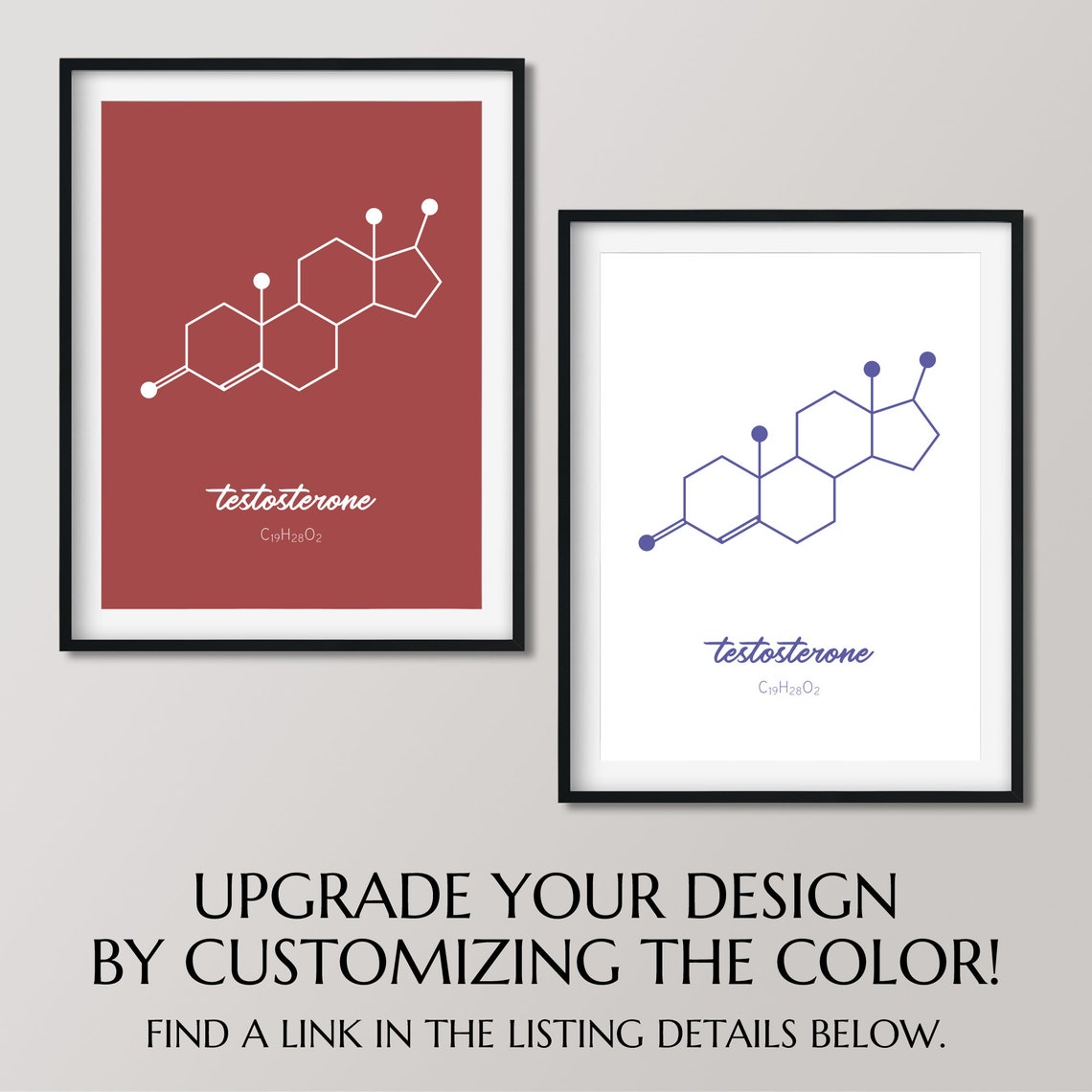 Testosterone Molecule Poster, Molecular Biology Print, Science ...