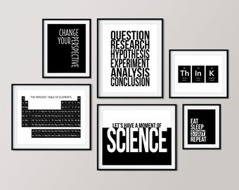 Science Classroom Décor, Set of 6 Prints, High School Teacher Gifts, Instant Download