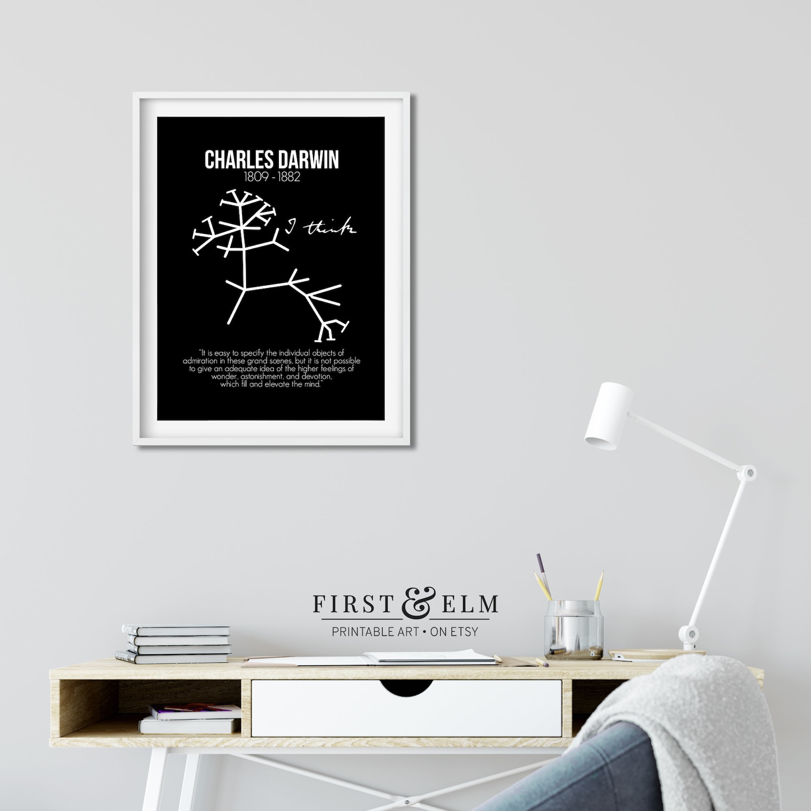 Charles Darwin Print, Tree of Life Drawing, Nerdy Home Décor, Instant ...