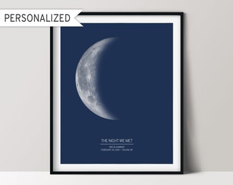 Personalized Phases of the Moon Print, Important Dates Poster, Astronomy Gift Ideas, Printable Home Décor