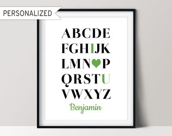 ABC I Love You Print, Personalized Gift, Kids Playroom Art, Printable Download