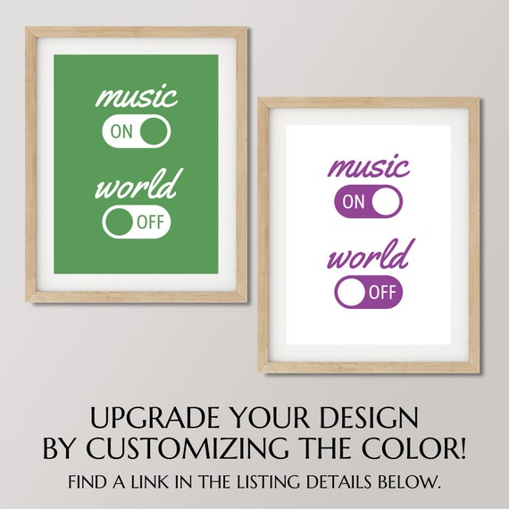 Music on World Off, Unique Audiophile Wall Art, Music Lover Gift