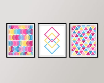 Pan Pride Aesthetic Set of 3 Prints, LGBTQ Discreet Décor, Instant Download Posters