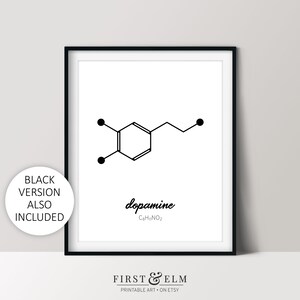Dopamine Molecule Print, Science Classroom Wall Art, Nerdy Home Décor, Digital Download