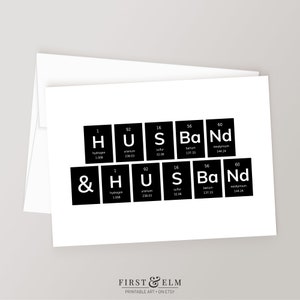 Nerdy LGBT Hochzeitstag Karte, Mann & Mann, Wissenschaft Geek Geschenkidee für die Bräutigame, druckbare Karte