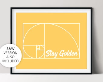 Stay Golden Poster, Nerdy Home Décor, Golden Ratio Geometric Print, Printable Wall Art