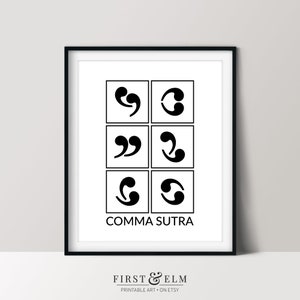 Comma Sutra Poster, Printable Download, Funny Bedroom Décor, Adult Humor