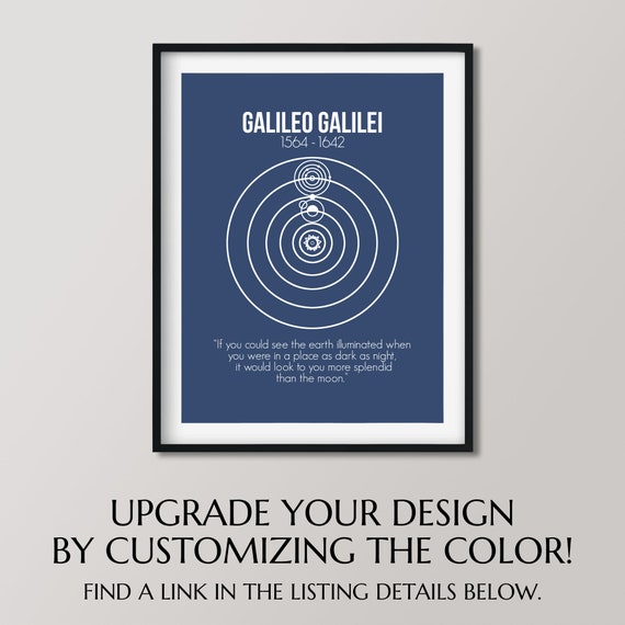 Galileo Poster, Famous Scientists, Astronomy Nerd Art, Gifts for