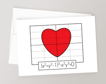 Cute Math Nerd Greeting Card, Mathematics Equation Heart Graph, Printable Romantic Card