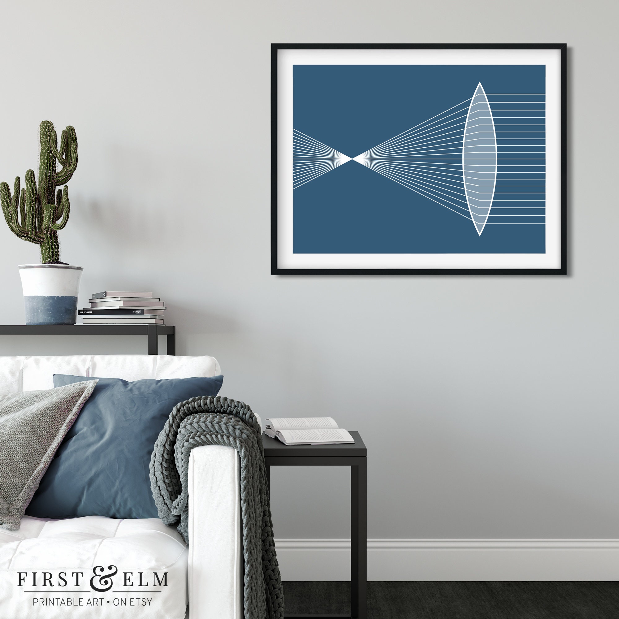Refraction Science Poster Refraction Poster, Convex Lens, Abstract Science Art, Minimalist Design ...