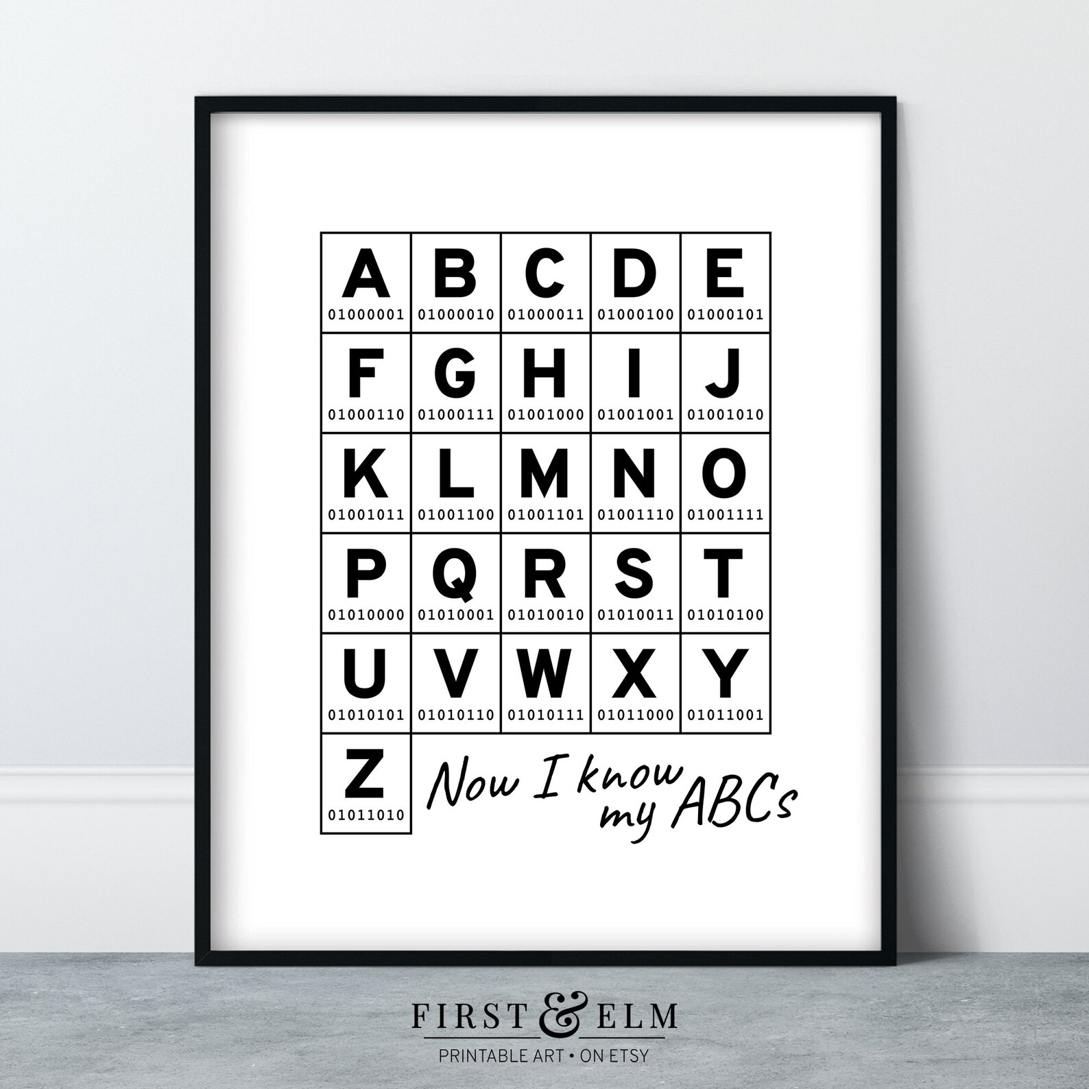 Binary Code Alphabet, Unique ABC Poster, Computer Lab Décor, Printable ...