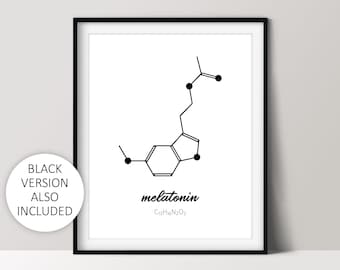 Melatonin Molecule Print, Nerdy Bedroom Poster, Scientist Home Décor, Digital Download