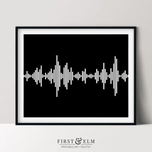 Sound Waves Poster, Music Lover Décor, Minimalist Black and White Art, Printable Home Decor