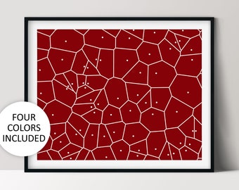 Voronoi Diagram, Geometric Design, Unique Home Décor, Printable Wall Art