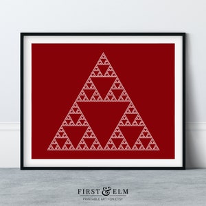 Sierpinski Triangle Fractal Art Print, Geometric Poster, Modern Science
