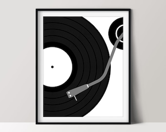Record Player Poster, Turntable Print, Band Studio Décor, Music Wall Art, Printable Home Décor