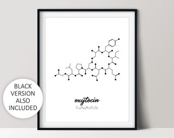 Oxytocin Molecule Poster, Love Hormone Wall Art, Nerd Apartment Décor, Downloadable Print