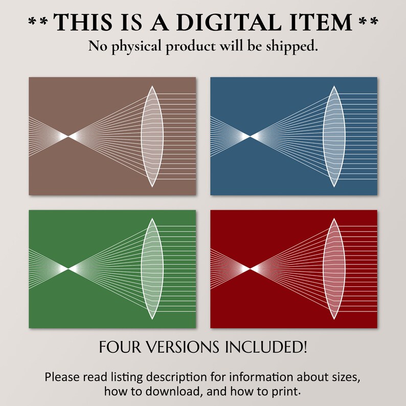 Refraction Science Poster Refraction Poster, Convex Lens, Abstract Science Art, Minimalist Design ...