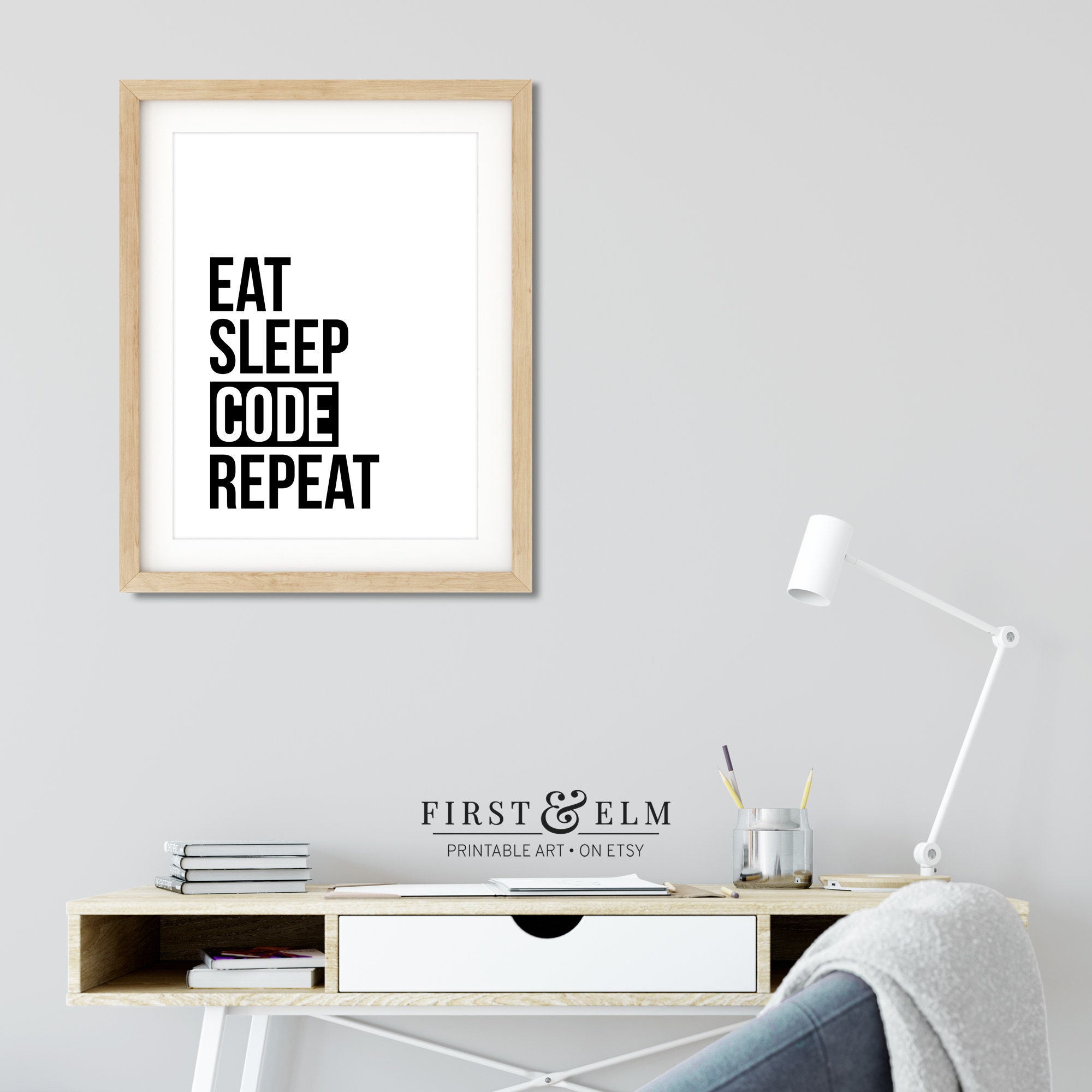Eat Sleep Code Repeat Poster Computer Lab Décor Programmer | Etsy