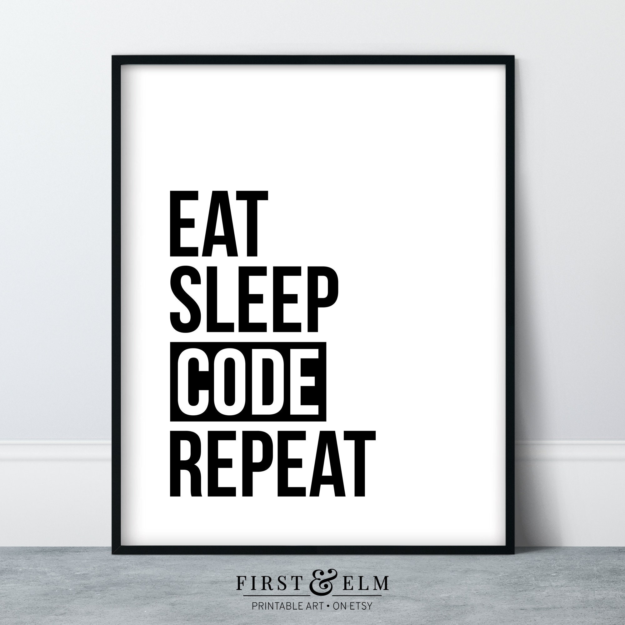 Eat Sleep Code Repeat Poster Computer Lab Décor Programmer | Etsy