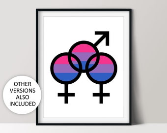 Bisexual Symbol, Digital Print, Bi Pride Flag, Printable Wall Art