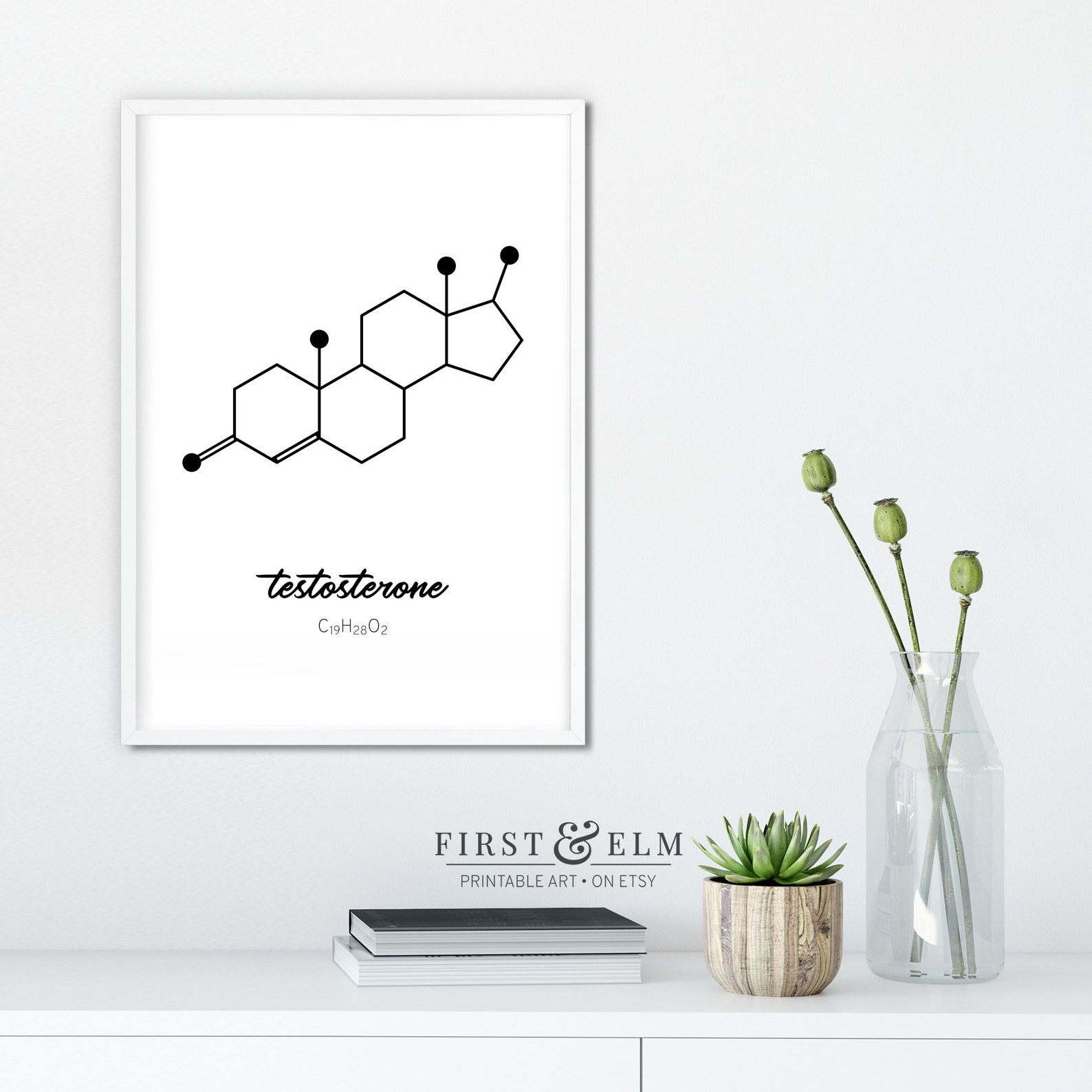 Testosterone Molecule Poster, Molecular Biology Print, Science ...