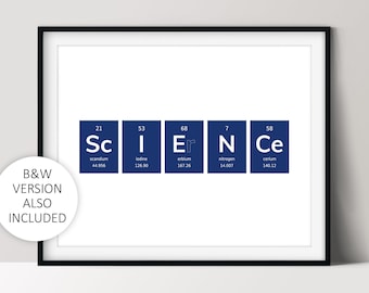 Science Wall Art, Chemistry Poster, Periodic Table, Unique Nerd Gifts, Instant Download