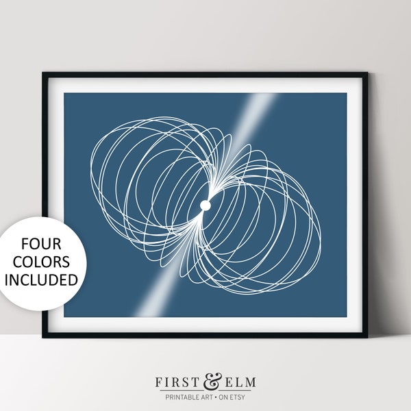 Pulsar Illustration, Astronomy Décor, Outer Space Theme, Printable Download
