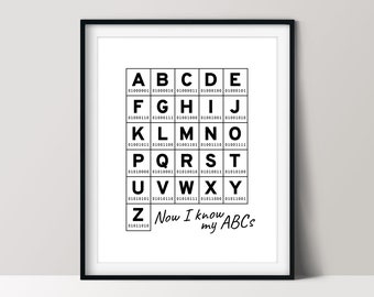 Binary Code Alphabet, Unique ABC Poster, Computer Lab Décor, Printable Wall Art