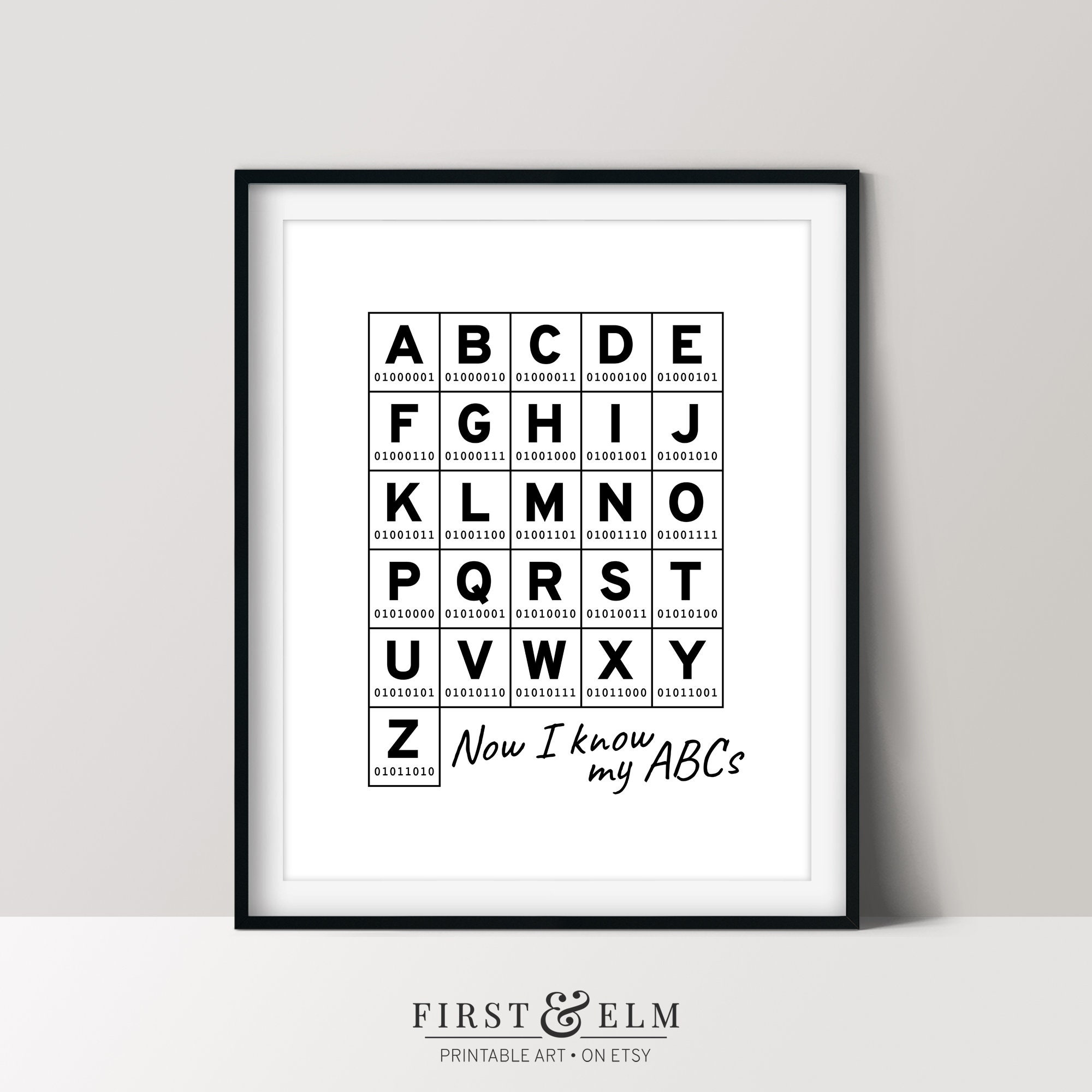 Binary Code Alphabet Unique ABC Poster Computer Lab Décor Etsy