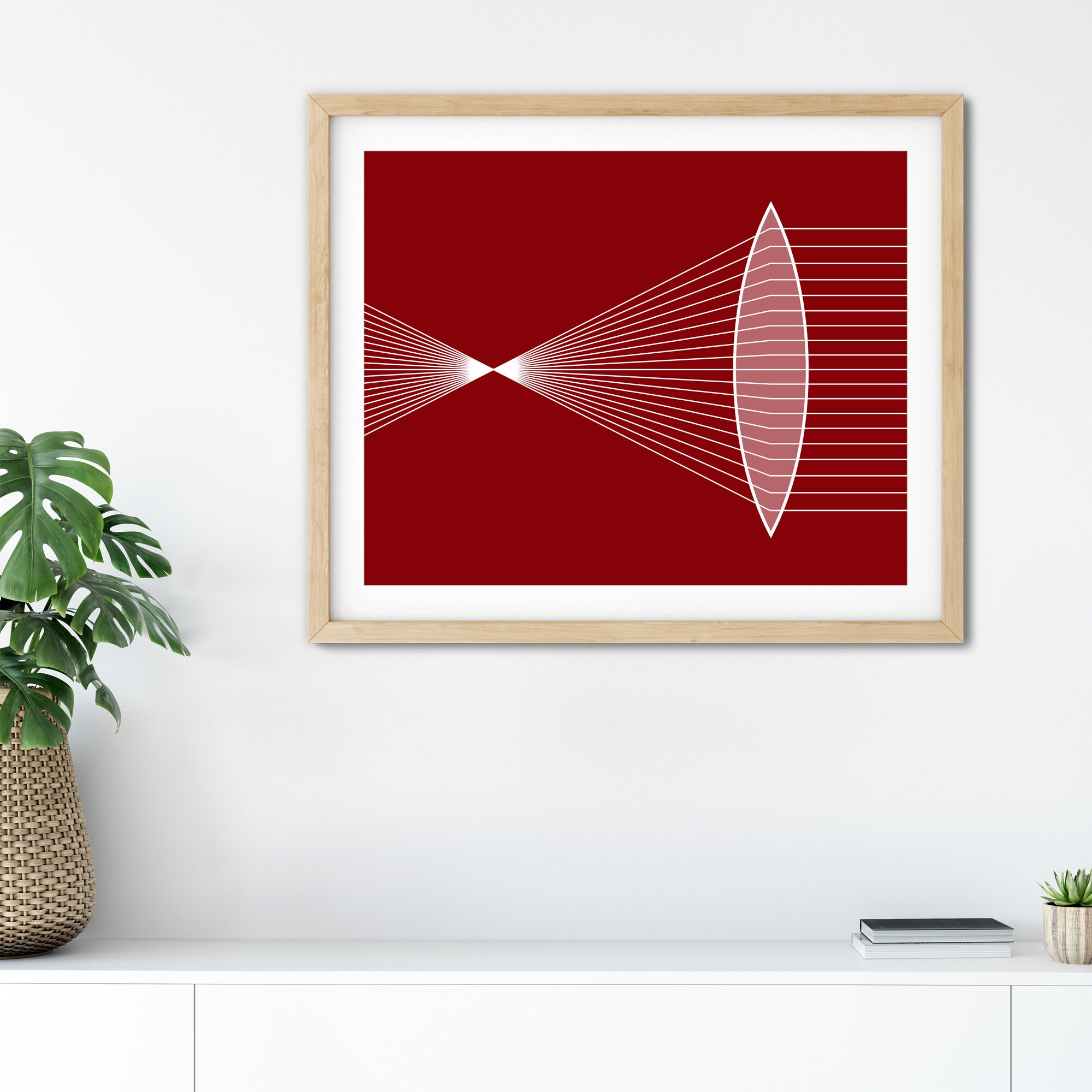 Refraction Science Poster Refraction Poster, Convex Lens, Abstract Science Art, Minimalist Design ...