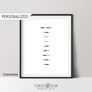 Personalisiertes Namensschild, Morsecode Poster, minimalistisches Design, druckbare Wohnkultur