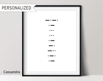 Personalized Name Sign, Morse Code Poster, Minimalist Design, Printable Home Decor