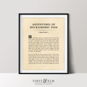 Huckleberry Finn, First Page of Book, Literary Home Décor, Bibliophile Gift, Printable Wall Art
