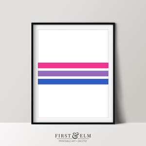 Bisexual Pride Flag, Minimalist Wall Art, Gay Pride Poster, Printable Download