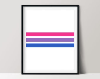 Bisexual Pride Flag, Minimalist Wall Art, Gay Pride Poster, Printable Download