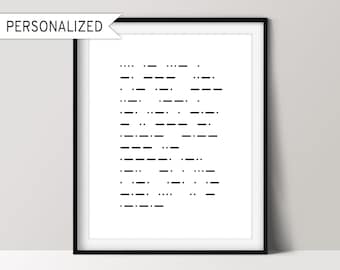 Morse Code Custom Quote or Text, Unique Gift Ideas, Secret Message, Printable Wall Art