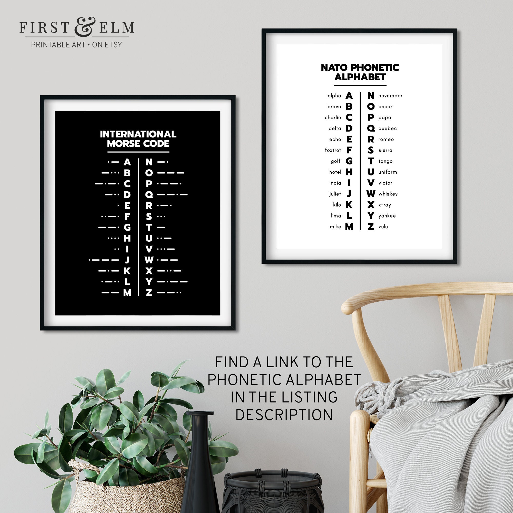 Morse Code Chart ABC Poster Print Minimalist Design Instant | Etsy